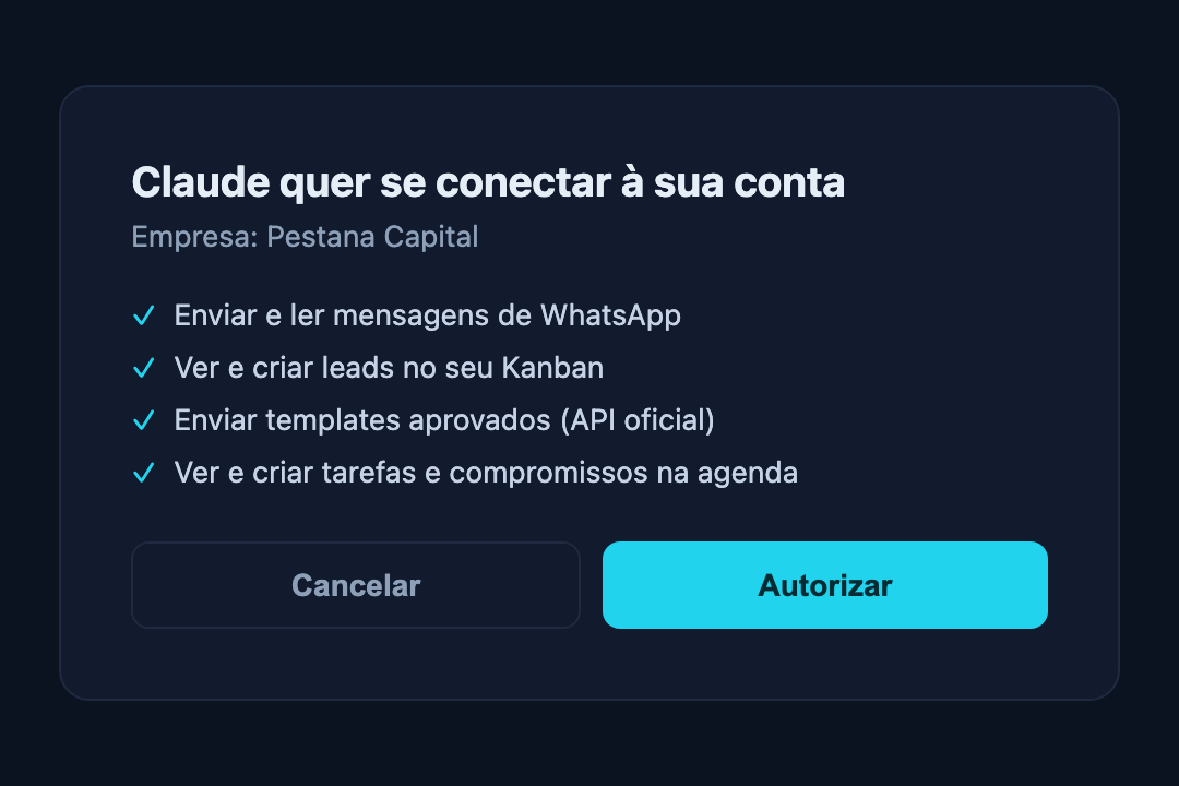 Tela de autorização mostrando as permissões que o Claude vai ter